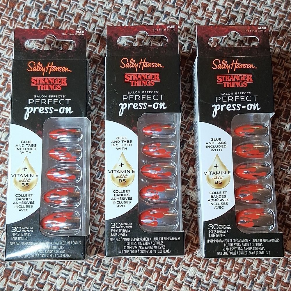 3 Packs Sally Hansen Stranger Things Salon Effects Perfect Press On Nails New